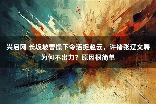 兴启网 长坂坡曹操下令活捉赵云，许褚张辽文聘为何不出力？原因很简单