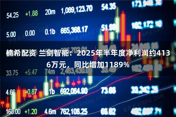 楠希配资 兰剑智能：2025年半年度净利润约4136万元，同比增加1189%